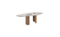 Mesa de madera superior de mármol, mesa de comedor irregular