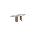 Marble top wood table, Irregular dining table