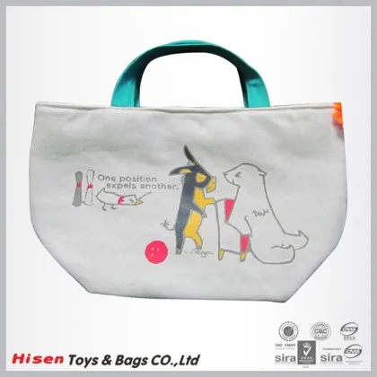 Custom logo silk screen printed canvas cooler bag
