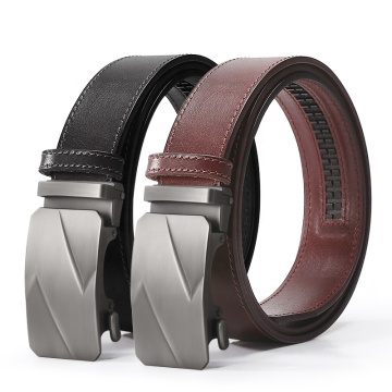 Customizable High-Quality Automatic Buckle Full Grain Leather Belt for Business Men: Genuine Western Style