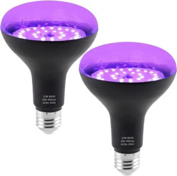 UV Violet LED Grow Light Bulb: E26 BR30 Design, 15W, 85-265V, Stage Lamp for Plant Growth