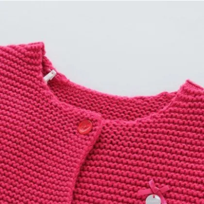 The Knitted Children's Girls' Uniform Cardigan Sweater with bowknot