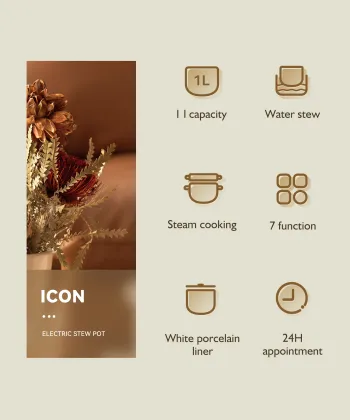 1L Portable Travel Electric Ceramic Multi-function Stew Pot