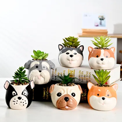 Creative Resin Succulent Vases with Cartoon Animal Designs