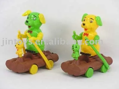 Plastic Toy Animal, Pull Line Dog with 2 Different Colors