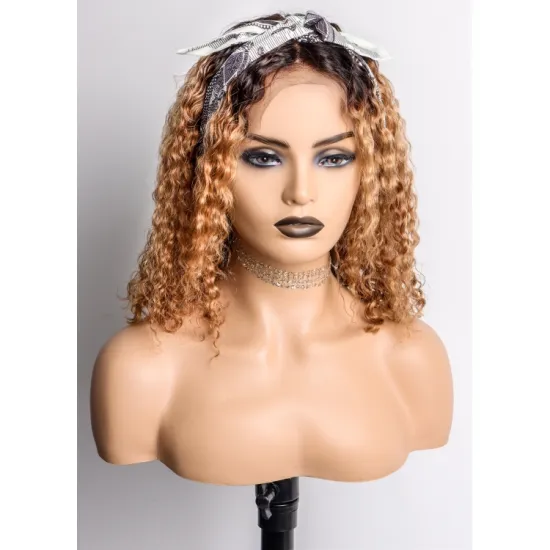 180% 13*4 lace frontal 1B/27 wig Wholesale price 100% virgin human hair Cuticle Aligned  Brazilian Jerry curly wig