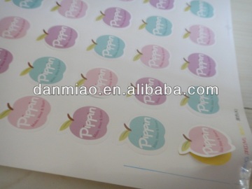 Colorful die-cut apple shape paper sticker