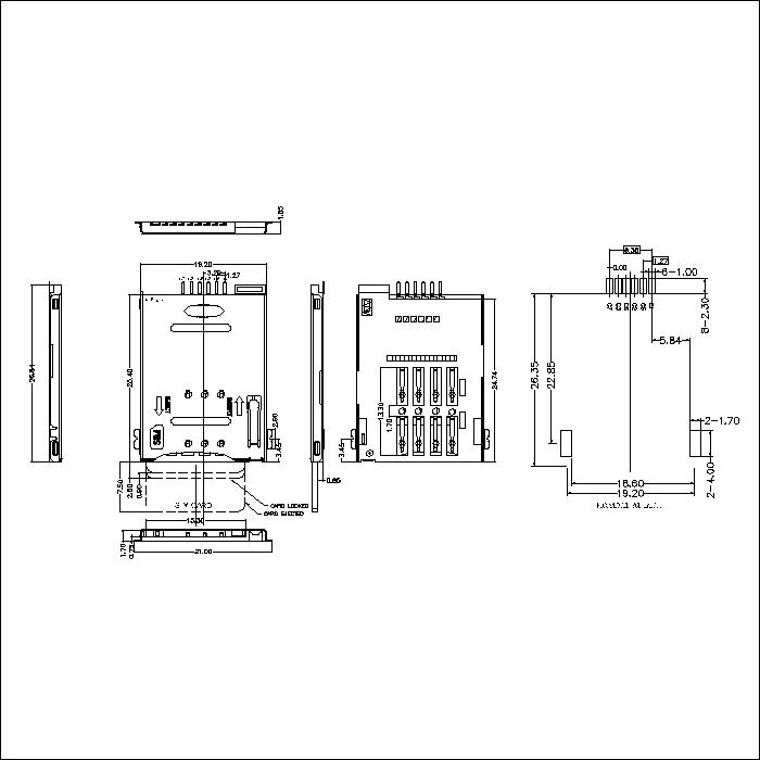 SIM series 6Pin 1.85mm Large foot height connector ATK-SIM6185AL008