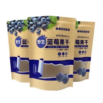 Zip-lock food Blueberry packaging bags Kraft Stand Up Pouches Storage sealable packaging Bags for Nuts Snacks Herbs Candy Nuts