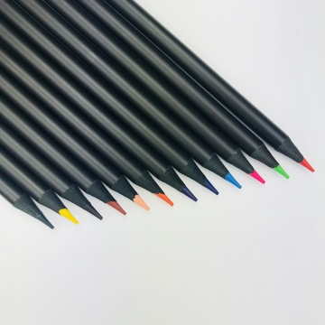 Customized Kids Drawing Pencil Set - 12pc Black Wood Color Pencils with Logo