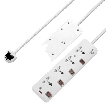 2023 Nieuwe Universal 4 Outlet 3M -kabel Witstroomstrook met individuele schakelaars en onderliggende ontwerp