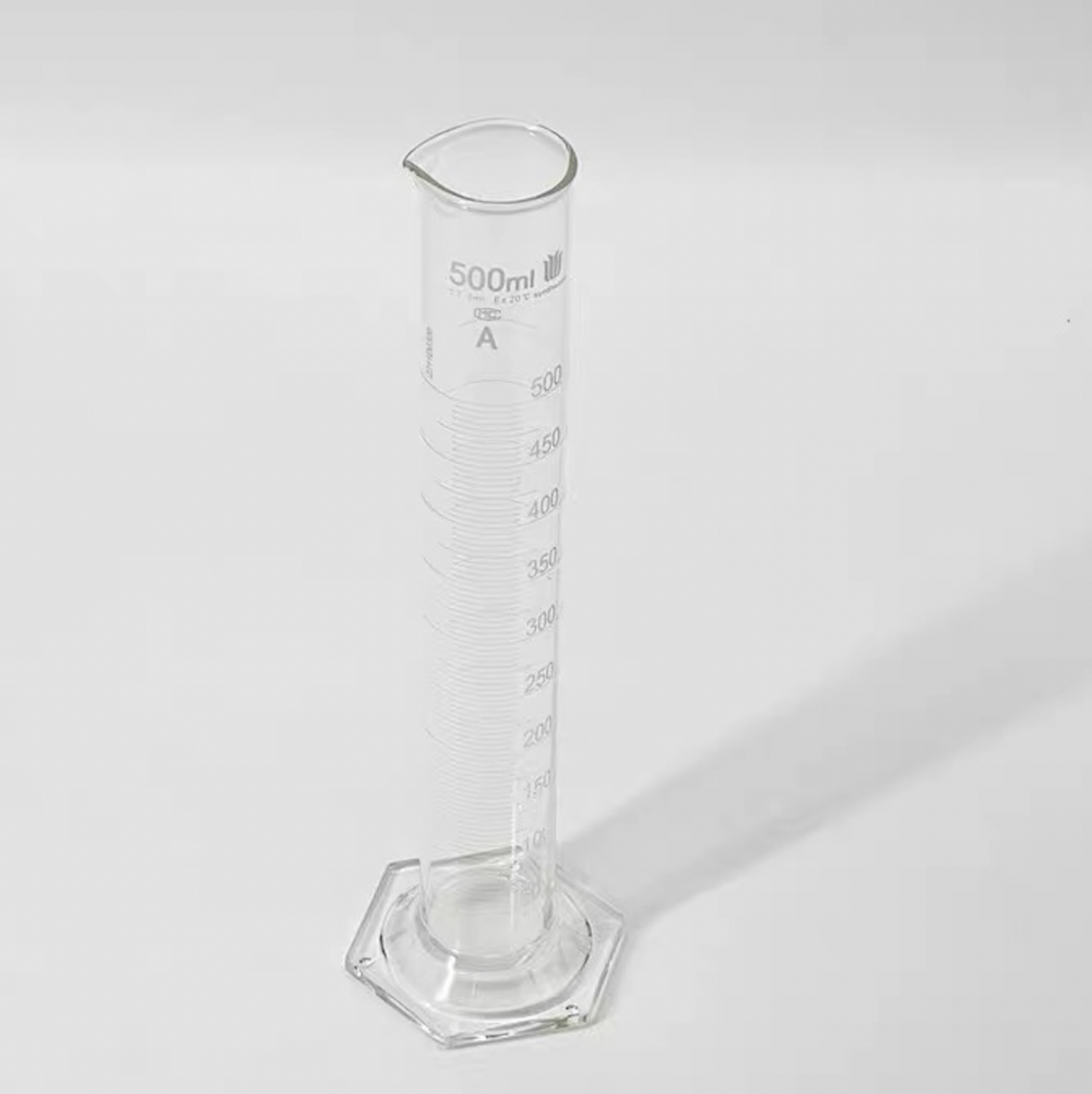 Cilindro de medição de vidro da base hexagonal 50ml