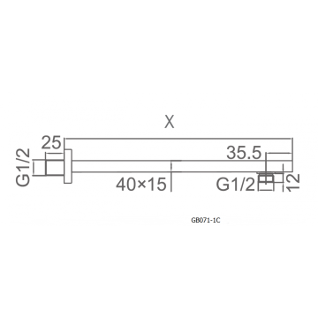 Braccio per doccia Flat Square Side Curves