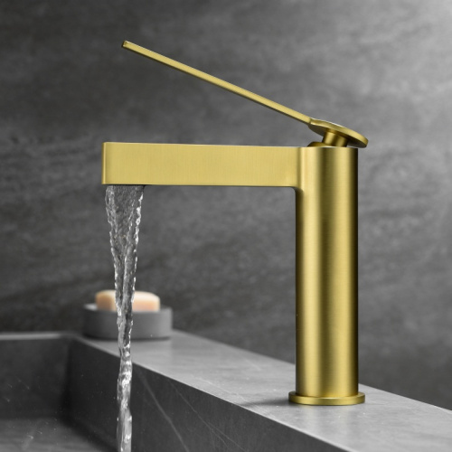 Brushed Gold Deck Mounted Basin Faucet