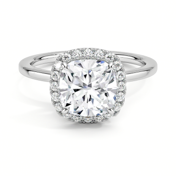 18k ရွှေ၌ Cushion Cut Diamond Halo Ring