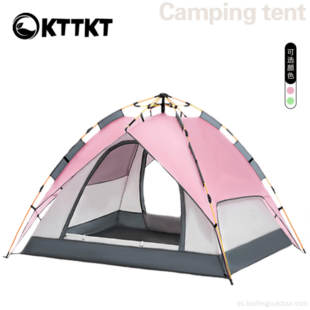 Tienda automática de campamento para al aire libre rosa y verde de 4 kg