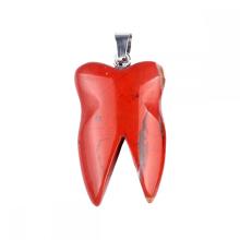 Red Jasper Tooth Necklace for Women Men Handmade Craved Stone Teeth