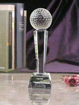 unique K9 crystal baseball golf trophy