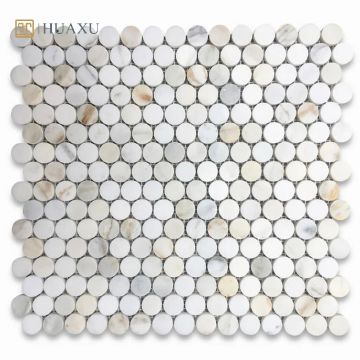 Huaxu Calacatta Chrom Round Penny Mosaic Tiles