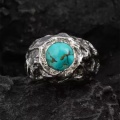 Anillo plateado hecho a mano "Blue Lake" incrustado