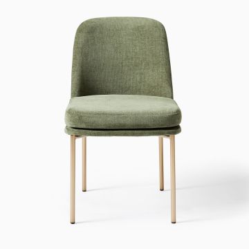 Office Dining Chair with Cushion Modern Iron Frame Linen Dining Chair Manufactory