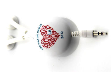 Oem White 3.5 Mm Retractable Earphone , Stereo Length Adjustable Headset Long Cord