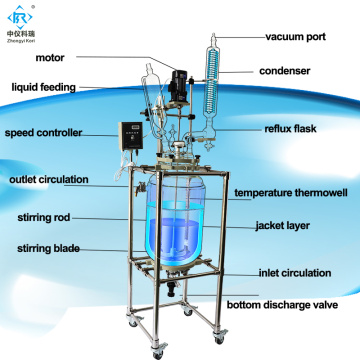 Navire de réacteur de laboratoire à enveloppe de verre SF-100l