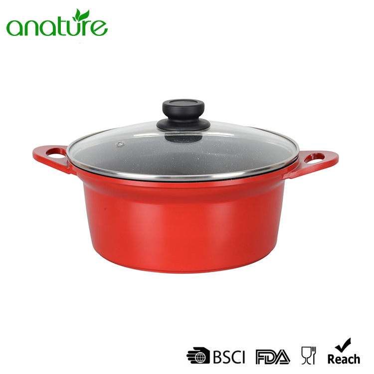 12 Pieces Red Die-Cast Aluminum Cookware Sets 