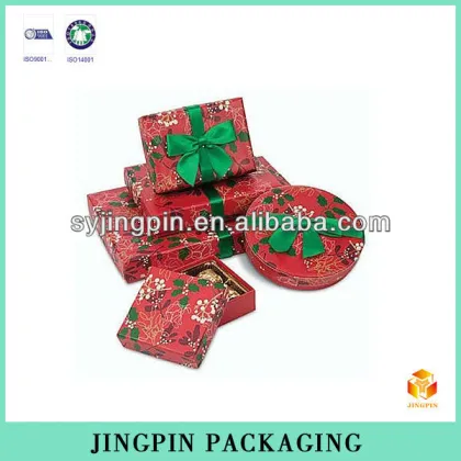 red color with leaf design christmas gift box