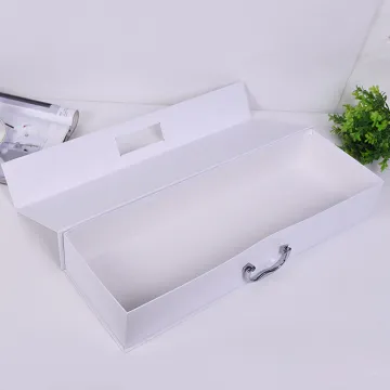 Luxury Rectangular White Gift Box with Metal Handle