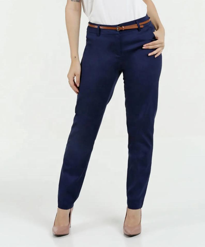 Hot selling ladies slim blue navy color trousers