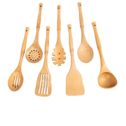 Natural Wood Kitchen Utensil Set: Wooden Culinary Tools for Cooking