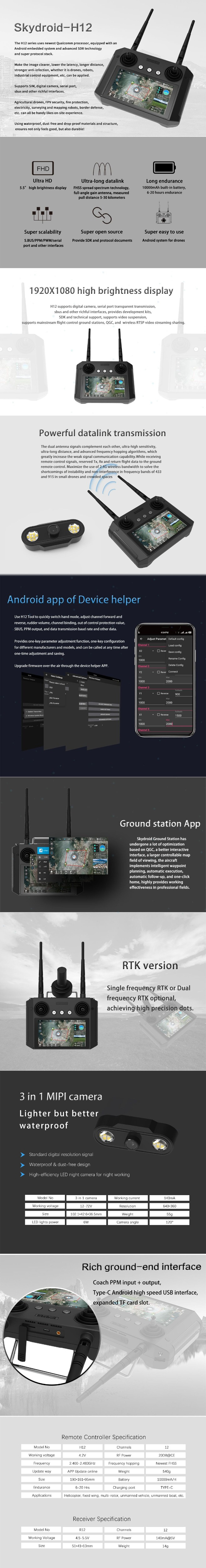 Skydroid H12 remote control for agricultural spray drone