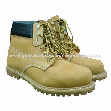 Men's Natural Rubber Outsole Nubuck Leather Tan Safety Shoes, Hot-selling in America