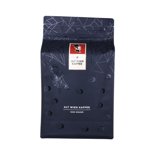 Eco Friendly Plastic Printing Flat Bottom Coffee Beans Bag With Zipper