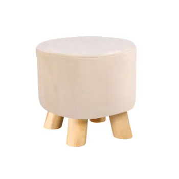 Solid Wood Leg Fabric Round Footstool DF-09