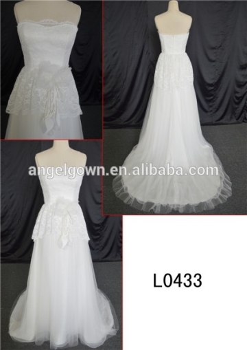 Elegant chiffon wedding dress of backless design /strapless wedding dress
