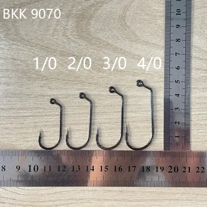 High Quality BKK 9070 2X Strong Round 60 Degrees Jig Head Hook - Saltwater Fishing Black Nickel Color