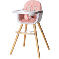 Cadeira alta de madeira para bebê com bandeja removível