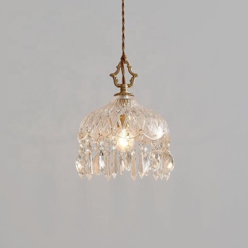 Modern Luxury LED Crystal Pendant Light - French Copper Bedside Crystal for Hotel, Cafe, Restaurant