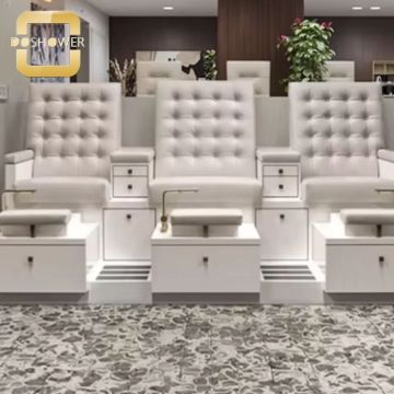 White Double and Triple Foot Massage Chairs for Pedicure Salons