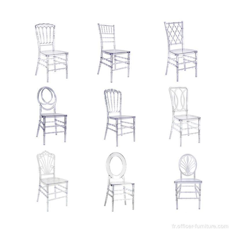 Événement de banquet transparent empilable chaises hôtelières en plastique