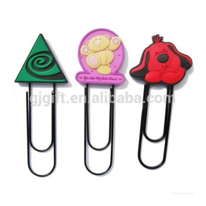 2015 promotional plastic rubber 2d custom bookmark metal bookmark book clip