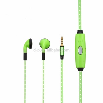 2017 trending products luminous LED light stereo free sample earbuds wired glowing headphones