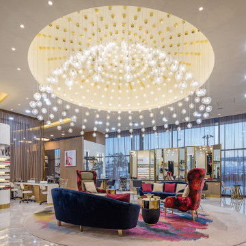 Lampu candelier kaca lobi hotel reka bentuk yang disesuaikan