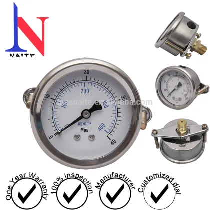 Oil filled back mouthing pressure gauge meter