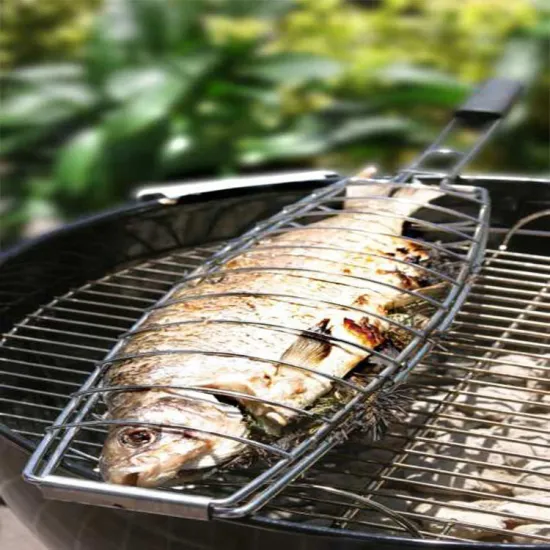 Custom shape outdoor Bbq Grill Carbon Steel Net Basket Fish grill For Outdoor kitchen Barbecue Grill