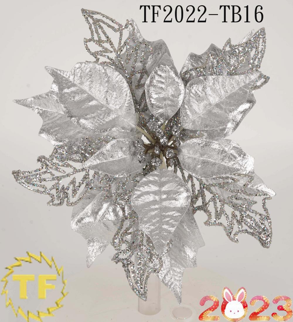 10 "Silber Glitzer Metallic Poinsettia Weihnachtsclip auf