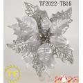 10 &quot;Silver Glitter Poinalic Poinsettia Clip de Navidad en