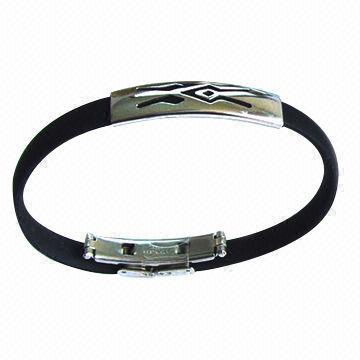 Baru tiba Wristband silikon hitam fesyen dengan keluli tahan karat Clasp